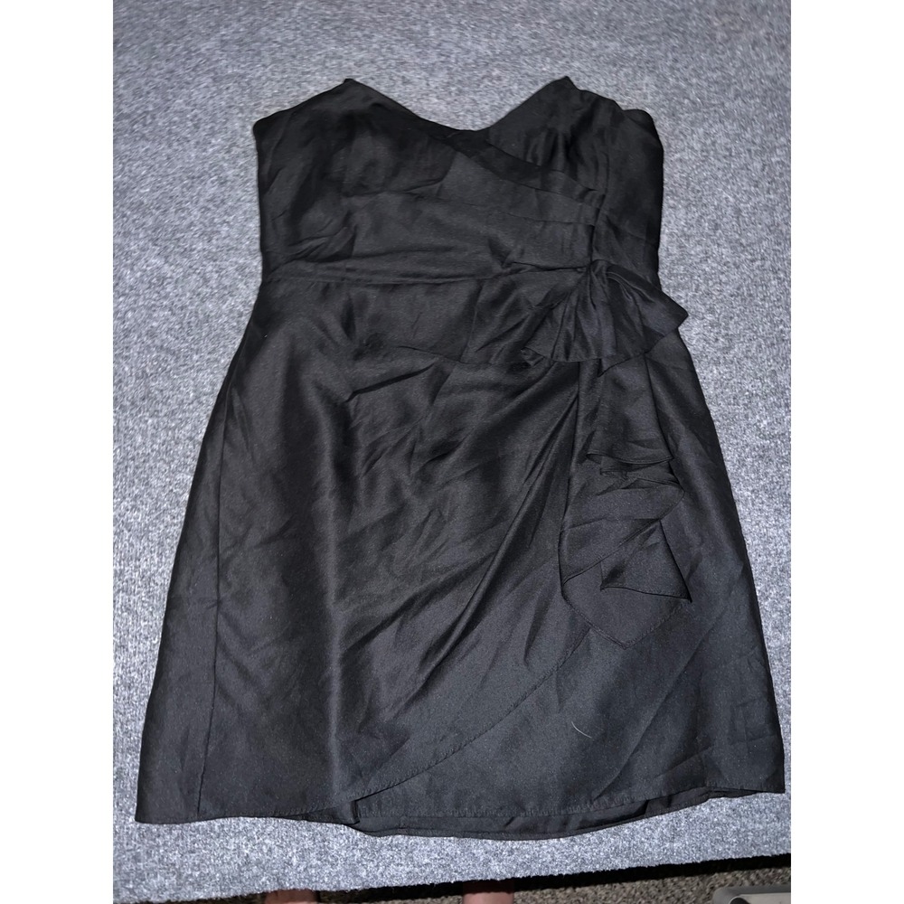 LC Lauren Conrad Black Strapless Ruffle Mini Dress Sweetheart Neck Size 12